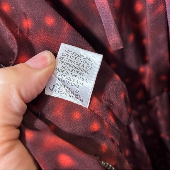 Alice + Olivia Leiby Red 3/4 Sleeves Wide Leg Jumpsuit Pants Size L - Picture 8 of 13